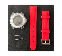 ZONABSQQ Caja de reloj de plástico de 40 mm + correa de caucho for movimiento NH35/NH36