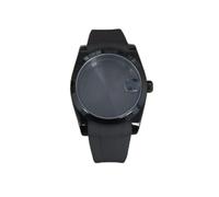 ZONABSQQ Caja negra de 36 mm con correa de caucho, accesorios for reloj, lupa/espejo de zafiro plano, caja for reloj, movimiento NH35, NH36 4R.(Option 12)