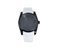 ZONABSQQ Caja negra de 36 mm con correa de caucho, accesorios for reloj, lupa/espejo de zafiro plano, caja for reloj, movimiento NH35, NH36 4R.(Option 3)