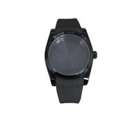 ZONABSQQ Caja negra de 36 mm con correa de caucho, accesorios for reloj, lupa/espejo de zafiro plano, caja for reloj, movimiento NH35, NH36 4R.(Option 9)