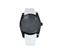 ZONABSQQ Caja negra de 36 mm con correa de caucho, accesorios for reloj, lupa/espejo de zafiro plano, caja for reloj, movimiento NH35, NH36 4R.(Option 4)