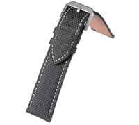 ZONABSQQ Correa de reloj con patrón de tela de vela, correa de reloj de cuero de 20mm y 22mm, pulsera clásica con hebilla de acero inoxidable(Black white line,20mm)