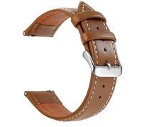 ZONABSQQ Correa de reloj de cuero de liberación rápida, correas de reloj de 18mm/20mm/22mm for hombres y mujeres(Brown White Silver,22mm)