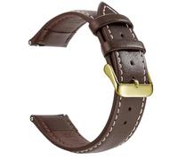 ZONABSQQ Correa de reloj de cuero de liberación rápida, correas de reloj de 18mm/20mm/22mm for hombres y mujeres(Dark Brown W Gold,22mm)