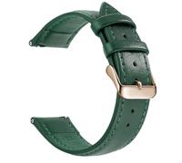 ZONABSQQ Correa de reloj de cuero de liberación rápida, correas de reloj de 18mm/20mm/22mm for hombres y mujeres(Green Rose Gold,20mm)
