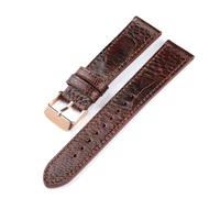 ZONABSQQ Correa de reloj de cuero hecha a mano 18 19 20 21 22 MM pulsera suave negra marrón pulsera Vintage for hombre(Brown gold buckle,19mm)