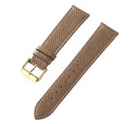 ZONABSQQ Correa de reloj de cuero Pulsera de reloj hecha a mano for hombre y mujer(Brown yellow gold,17mm)