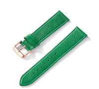 ZONABSQQ Correa de reloj de cuero Pulsera de reloj hecha a mano for hombre y mujer(Green rose buckle,16mm)
