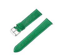 ZONABSQQ Correa de reloj de cuero Pulsera de reloj hecha a mano for hombre y mujer(Green silver buckle,20mm)