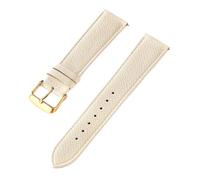 ZONABSQQ Correa de reloj de cuero Pulsera de reloj hecha a mano for hombre y mujer(Milkshak gold,15mm)