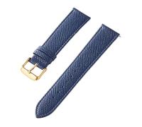 ZONABSQQ Correa de reloj de cuero Pulsera de reloj hecha a mano for hombre y mujer(Royal blue gold,20mm)