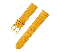 ZONABSQQ Correa de reloj de cuero Pulsera de reloj hecha a mano for hombre y mujer(Yellow gold buckle,21mm)
