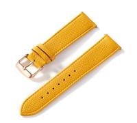ZONABSQQ Correa de reloj de cuero Pulsera de reloj hecha a mano for hombre y mujer(Yellow rose buckle,16mm)