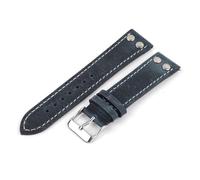 ZONABSQQ Correa de reloj de cuero Vintage, 18mm, 19mm, 20mm, 21mm, 22mm, 24mm, remache marrón café, correa de reloj, hebilla, pulsera for hombre(Dark Buckle,20mm)
