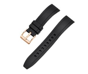 ZONABSQQ Correa de reloj de goma 18 mm 19 mm 20 mm 21 mm 22 mm 23 mm 24 mm Correas de reloj de liberación rápida(Black gold,21mm)
