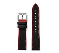 ZONABSQQ Correa de reloj de goma 18 mm 20 mm 22 mm 24 mm Correa de reloj de color híbrido Correas suaves Relojes impermeables de liberación rápida(Black red 1,18mm)
