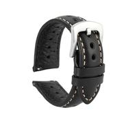 ZONABSQQ Correa de reloj transpirable de cuero hecha a mano, 18mm, 19mm, 20mm, 22mm, accesorios de correa de cuero encerado for hombres y mujeres(Black,19mm)