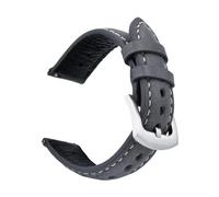 ZONABSQQ Correa de reloj transpirable de cuero hecha a mano, 18mm, 19mm, 20mm, 22mm, accesorios de correa de cuero encerado for hombres y mujeres(Grey,20mm)