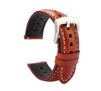 ZONABSQQ Correa de reloj transpirable de cuero hecha a mano, 18mm, 19mm, 20mm, 22mm, accesorios de correa de cuero encerado for hombres y mujeres(Brown,22mm)