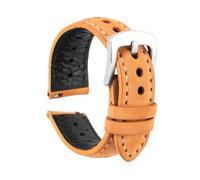 ZONABSQQ Correa de reloj transpirable de cuero hecha a mano, 18mm, 19mm, 20mm, 22mm, accesorios de correa de cuero encerado for hombres y mujeres(Khaki,18mm)