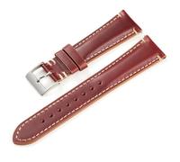 ZONABSQQ Correas de reloj lisas y brillantes, correa de cuero for reloj de 20mm y 22mm, repuesto de negocios de liberación rápida, correas de reloj Retro for hombres y mujeres(Red brown,20mm)