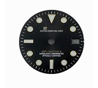 ZONABSQQ Esfera de reloj de 28,5 mm, esfera de 3 pines, esfera iluminada verde, compatible con movimiento H35/34, accesorios de reparación de relojes, logotipo S(2)