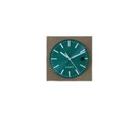 ZONABSQQ Esfera de reloj luminosa verde de 31,8 mm con manecillas for movimiento NH35 con logotipo S(Green silver hand)