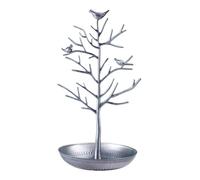 ZONABSQQ Organizador de Joyas con diseño de árbol de pájaros, Soporte de exhibición for Pendientes, Anillos, Collares, Estuche de Almacenamiento portátil for el hogar for Mujeres(Silver)