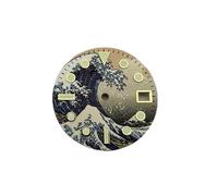 ZONABSQQ Piezas de reloj de 28,5 mm con esfera estéril ondulada y marcadores dorados luminosos, compatibles con movimiento automático NH35/36/4R/6R/7S.