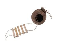 ZONADAH Casa nido Gecko de cáscara de coco natural, escondite de coco para reptiles con escalera, cabaña de cáscara de coco para lagartos, camaleones, geckos, serpientes, pájaros, animales pequeños