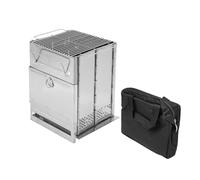 ZONADAH Estufa de campamento plegable compacta portátil mini barbacoa de leña estufa de camping con parrilla estufa de calefacción de acero inoxidable para barbacoa al aire libre, mochilero, camping,