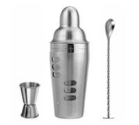 ZONADAH Juego de 3 utensilios de cocina de acero inoxidable con coctelera rotativa, guía de recetas, barman