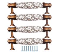 ZONADAH Juego de 4 tiradores de cerámica tradicionales para armarios de cajones, distancia entre orificios de 96 mm, tiradores de puerta de muebles, tiradores antiguos, cajones, puertas, armarios,