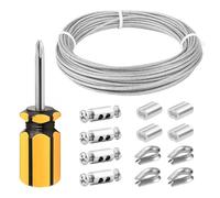 ZONADAH Juego de cables colgantes de 3 mm 10 m de acero inoxidable 304 con revestimiento de vinilo con guardacabos, manguitos de crimpado, abrazaderas de cable de alambre para plantas de jardín, luces