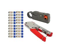 ZONADAH Juego de crimpadora de compresión tipo F, crimpadora rotativa, cable coaxial, crimpadora, pelacables RG59 RG6 TV AV cable crimpadora con 20 conexiones