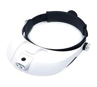 ZONADAH Lupa para diadema con luz LED, lupa de lectura manos libres, lupa de 1X a 3.5X con 2 luces LED, 5 lentes desmontables para leer, lupa de joyería y reparación electrónica
