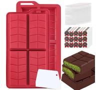 ZONBBEE Molde Silicona Chocolate Profundos 21mm, Kit Moldes Tableta Chocolate Turron Alimenticio Grueso para Barra Chocolat Forma Dubai y Reposteria