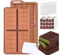 ZONBBEE Molde Tableta Chocolate Forma Dubai Profundos 21mm, Kit Moldes Silicona Barra Chocolate Turron de Alimenticio Grueso Profundos para Reposteria y Pasteleria