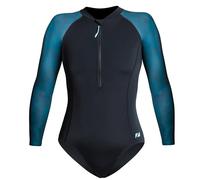 ZONE3 2026 Mujer Camiseta De Manga Larga Front Zip Bañador SW26WLS127 - Teal Tie Dye