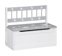 ZONEKIZ 2 en 1 Banco Infantil con Baúl de Almacenamiento para Niños de +18 Meses Carga 50 kg 60x30x50 cm Gris y Blanco Aosom España