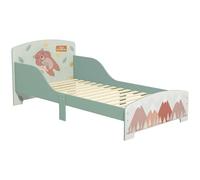 ZONEKIZ Cama Infantil de Madera 143x77x60 cm Cama para Niños de 3-6 Años con Barreras de Protección y Estampados Carga Máx. 40 kg Mueble de Dormitorio Moderno Verde