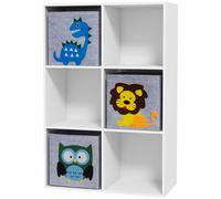 ZONEKIZ Estantería de Almacenamiento para Niños Cubos Cajones MDF Dispositivo Antivuelco Blanco Aosom España