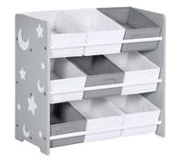Zonekiz estantería infantil con 9 cajas de tela no tejida extraíbles organizador de juguetes para dormitorio guardería 63x30x60 cm gris