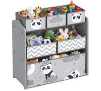 ZONEKIZ Estantería Infantil de Juguetes con 6Cajas 63x30x66cm Gris y Blanco | Cajas de Tela no Tejida Extraíbles, Organizador Juguetes, Librería Infantil para Niños de 3-8 Años, Dormitorio, Guardería