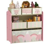 ZONEKIZ Estantería Infantil para Juguetes con 6 Cajas 63x30x66 cm Rosa | Cajas de Tela no Tejida Extraíbles, Organizador Juguetes, Librería Infantil para Niños de 3-8 Años, Dormitorio, Guardería