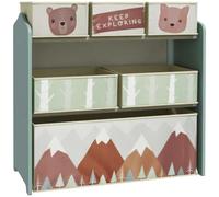 ZONEKIZ Estantería Infantil para Juguetes con 6 Cajas 63x30x66 cm Verde | Cajas de Tela no Tejida Extraíbles, Organizador Juguetes, Librería Infantil para Niños de 3-8 Años, Dormitorio, Guardería