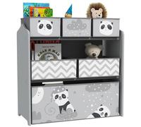 ZONEKIZ Estantería Infantil para Juguetes con 6 Cajas de Tela no Tejida Extraíbles Organizador Juguetes para Niños de 3-8 Años para Dormitorio Guardería 63x30x66 cm Gris y Blanco