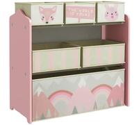 ZONEKIZ Estantería Infantil para Juguetes con 6 Cajas de Tela no Tejida Extraíbles Organizador Juguetes para Niños de 3-8 Años para Dormitorio Guardería 63x30x66 cm Rosa