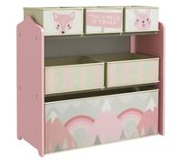 Zonekiz estantería infantil para juguetes con 6 cajas de tela no tejida extraíbles organizador juguetes para niños de 3-8 años para dormitorio guardería 63x30x66 cm rosa
