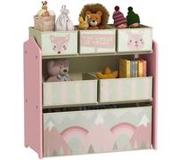 ZONEKIZ Estantería para Juguetes con 6 Cajas de Tela Extraíbles 63x30x66 cm Rosa Pink